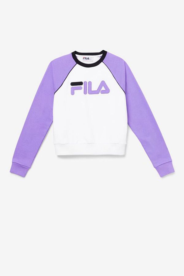 Fila Riccarda Workout Women's Sweatshirts - White/Purple/Black,NZ 164-41583